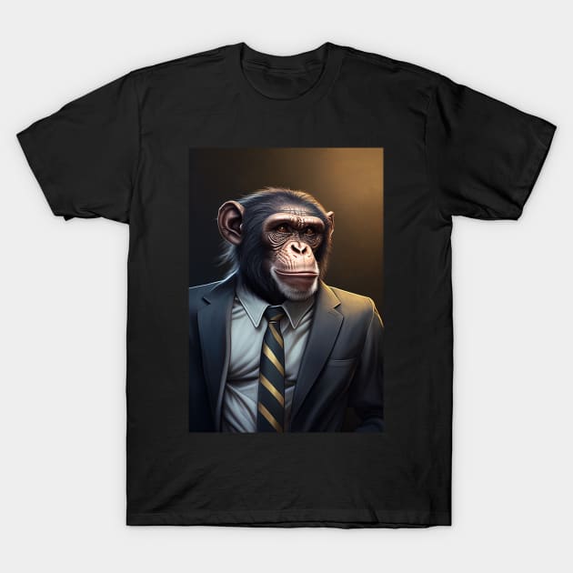 Adorable Monkey In A Suit - Fierce Chimpanzee Animal Print Art For Fashion Lovers T-Shirt by Whimsical Animals